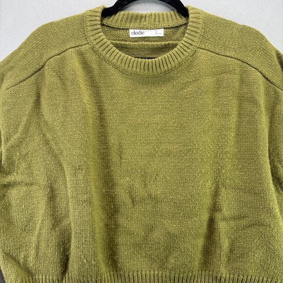 Elodie Women’s Olive Green Ribbed Crew Neck Long Sleeve Knit Sweater Size S - Picture 7 of 9
